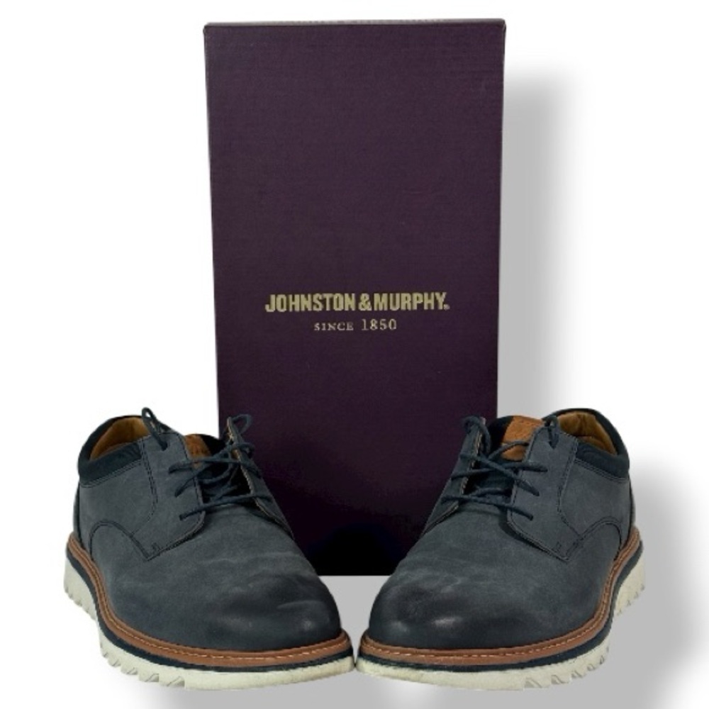 Johnston & Murphy Braydon Plain Toe Men's 10M Navy Oiled Nubuck Shoes 59-4719